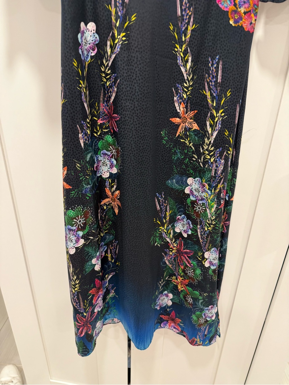 SALONI Teal and Black Floral High-Neck Midi Dress - Picture 4 of 8